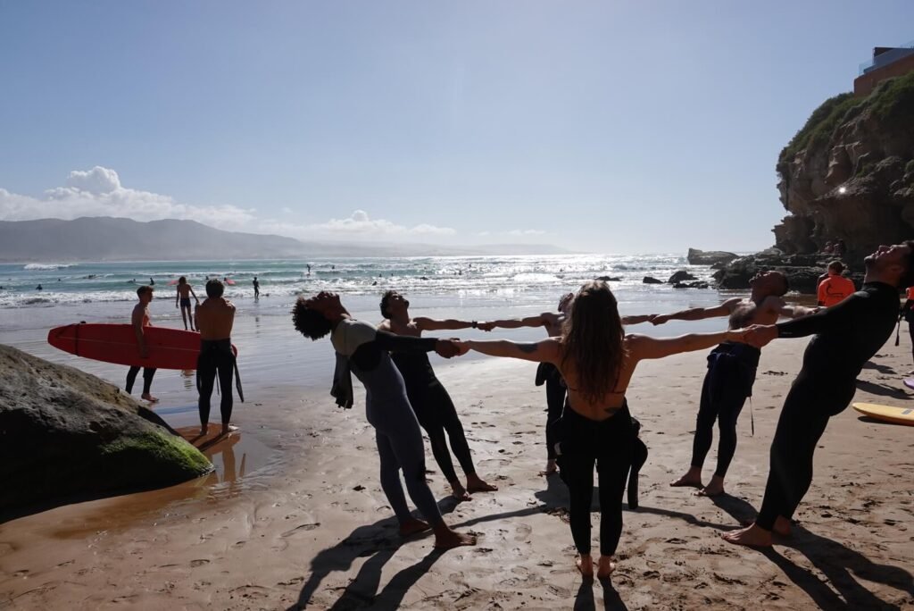 Beginner surfing lesson at Magic Bay in Imsouane